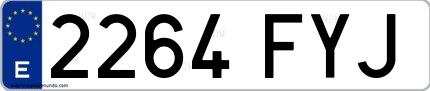 Ejemplo de matrícula española 2264 FYJ
