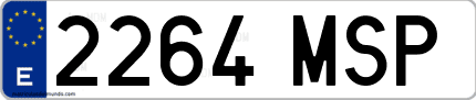 Ejemplo de matrícula de coche ordinaria 2264 MSP