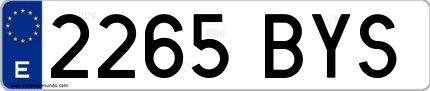 Ejemplo de matrícula española 2265 BYS