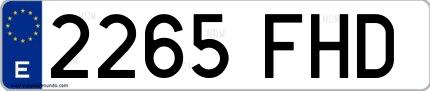 Ejemplo de matrícula española 2265 FHD