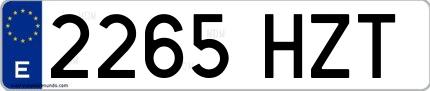 Ejemplo de matrícula española 2265 HZT