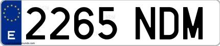 Ejemplo de matrícula española 2265 NDM
