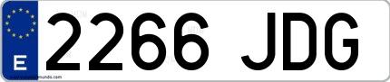 Ejemplo de matrícula española 2266 JDG