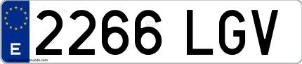 Ejemplo de matrícula española 2266 LGV