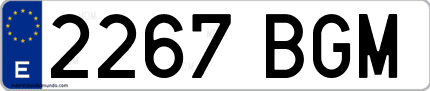 Ejemplo de matrícula de coche ordinaria 2267 BGM