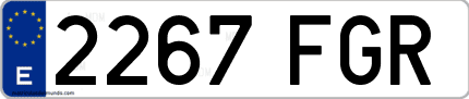 Ejemplo de matrícula de coche ordinaria 2267 FGR