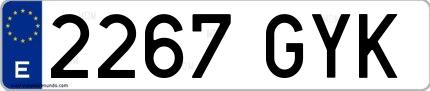 Ejemplo de matrícula española 2267 GYK
