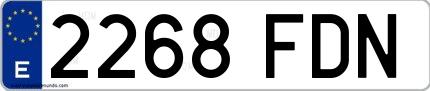 Ejemplo de matrícula española 2268 FDN