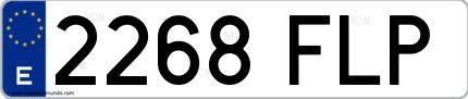 Ejemplo de matrícula española 2268 FLP