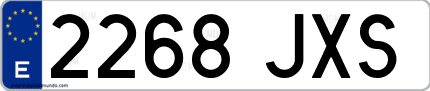 Ejemplo de matrícula de coche ordinaria 2268 JXS