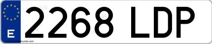 Ejemplo de matrícula española 2268 LDP