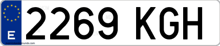 Ejemplo de matrícula de coche ordinaria 2269 KGH