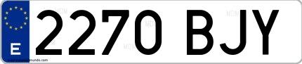Ejemplo de matrícula española 2270 BJY