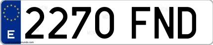 Ejemplo de matrícula española 2270 FND