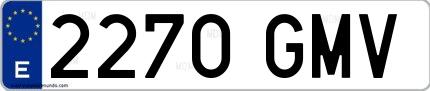 Ejemplo de matrícula española 2270 GMV