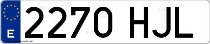 Ejemplo de matrícula española 2270 HJL