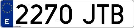 Ejemplo de matrícula española 2270 JTB