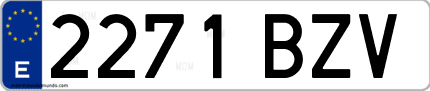 Ejemplo de matrícula de coche ordinaria 2271 BZV