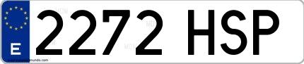 Ejemplo de matrícula española 2272 HSP