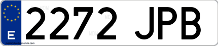 Ejemplo de matrícula de coche ordinaria 2272 JPB