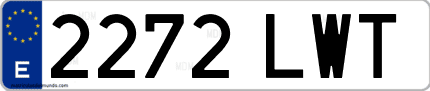 Ejemplo de matrícula de coche ordinaria 2272 LWT