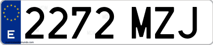 Ejemplo de matrícula de coche ordinaria 2272 MZJ