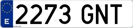 Ejemplo de matrícula española 2273 GNT