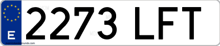 Ejemplo de matrícula de coche ordinaria 2273 LFT