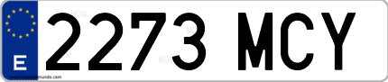 Ejemplo de matrícula de coche ordinaria 2273 MCY