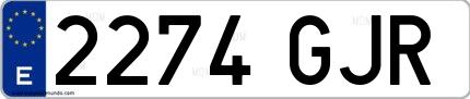 Ejemplo de matrícula española 2274 GJR