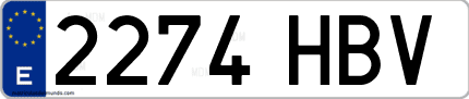 Ejemplo de matrícula de coche ordinaria 2274 HBV