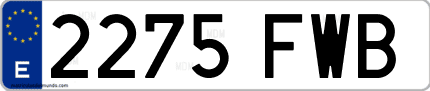 Ejemplo de matrícula de coche ordinaria 2275 FWB