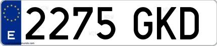 Ejemplo de matrícula española 2275 GKD