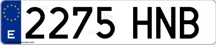 Ejemplo de matrícula de coche ordinaria 2275 HNB