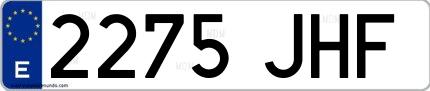 Ejemplo de matrícula española 2275 JHF