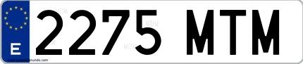 Ejemplo de matrícula española 2275 MTM