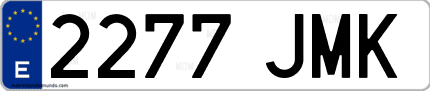 Ejemplo de matrícula de coche ordinaria 2277 JMK
