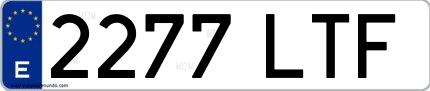 Ejemplo de matrícula española 2277 LTF