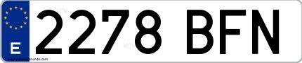 Ejemplo de matrícula española 2278 BFN