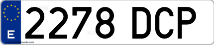 Ejemplo de matrícula de coche ordinaria 2278 DCP