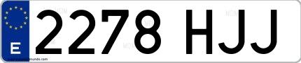 Ejemplo de matrícula española 2278 HJJ