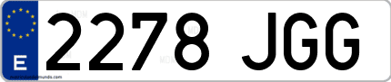 Ejemplo de matrícula de coche ordinaria 2278 JGG