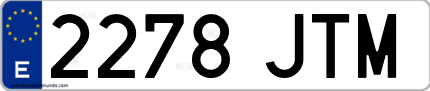 Ejemplo de matrícula de coche ordinaria 2278 JTM