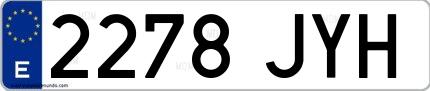 Ejemplo de matrícula española 2278 JYH