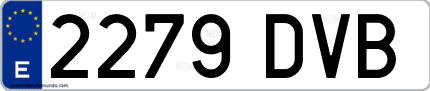 Ejemplo de matrícula de coche ordinaria 2279 DVB