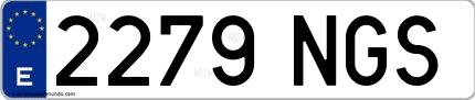 Ejemplo de matrícula española 2279 NGS