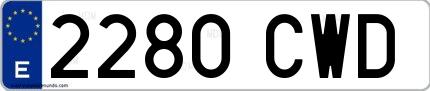 Ejemplo de matrícula española 2280 CWD