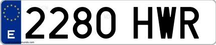 Ejemplo de matrícula española 2280 HWR