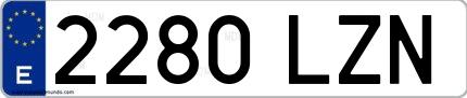 Ejemplo de matrícula española 2280 LZN