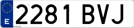 Ejemplo de matrícula de coche ordinaria 2281 BVJ